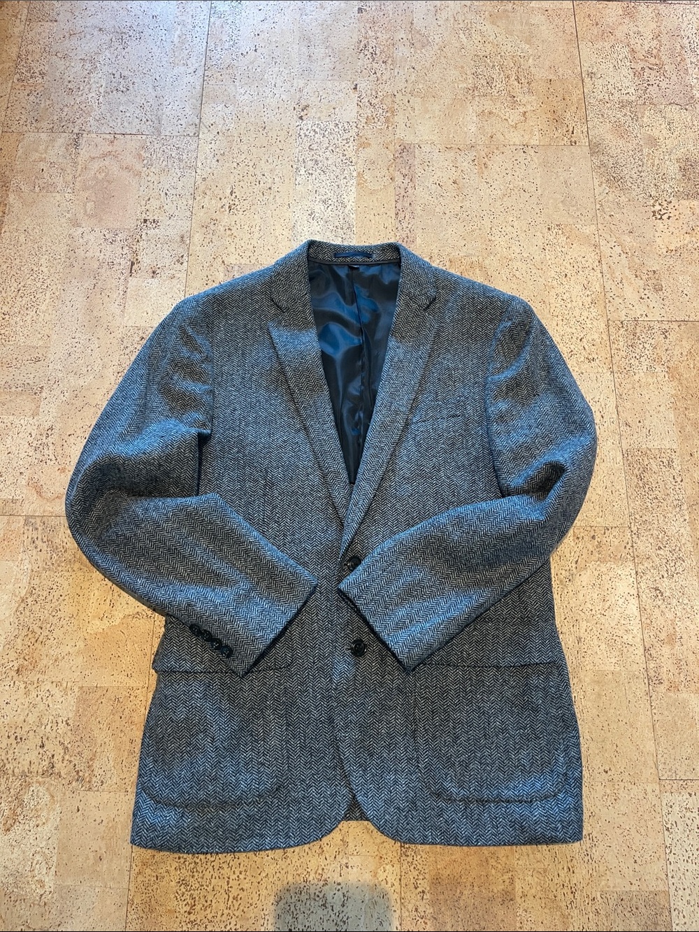 J. Crew Men's Gray Herringbone Wool Blazer